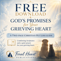 Download a free 2-page Christian pet loss guide with comforting Bible Scriptures and a peaceful prayer to help you through grief.