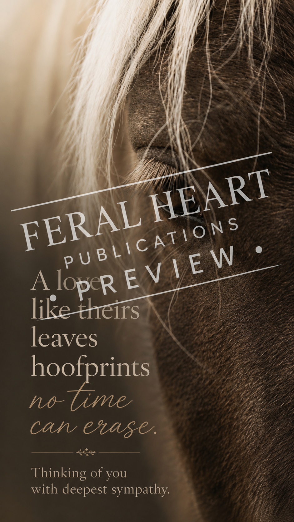 Horse loss sympathy card for someone grieving a beloved horse